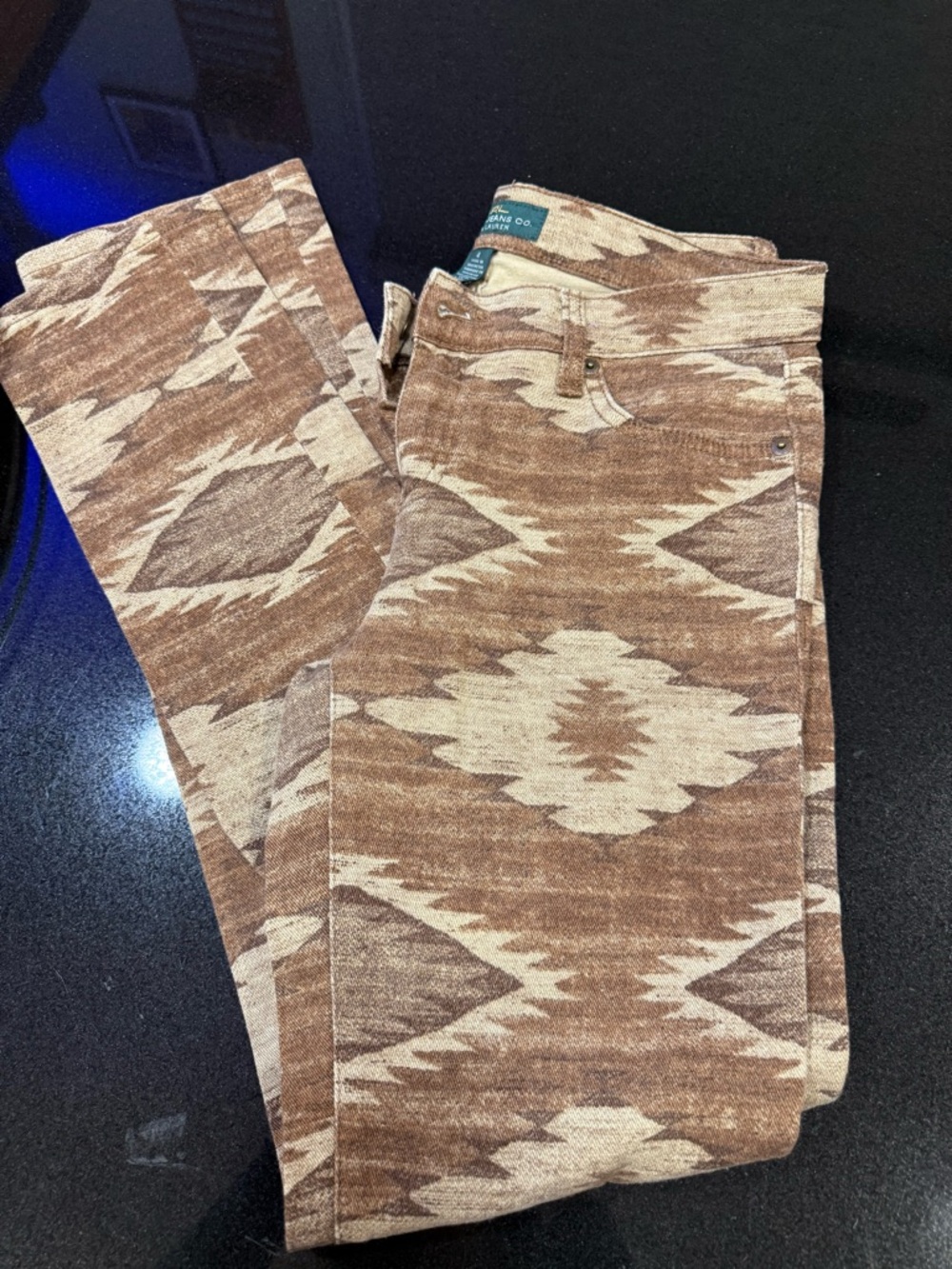 Brown Aztec Print Slim Pants Ralph Lauren Size 4